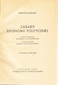 Miniatura okładki Barone Enrico Zasady ekonomii politycznej.