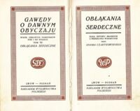 Miniatura okładki Czartkowski Adam /przez/ Obłąkania serdeczne. Kilka historyj miłosnych z przeszłości wydobytych.  /Gawędy o dawnym obyczaju.Wybór ciekawych pamiętników XVIII i XIX stulecia. Tom VII/