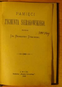 Zdjęcie nr 2 okładki Dybowski Benedykt Pamięci Zygmunta Sierakowskiego.