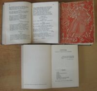 Zdjęcie nr 4 okładki Fredro Akeksander hr. Komedje. Tom I-III. Wydał Henryk Cepnik.
T.I. Przedmowa-Aleksander Fredro,życie i działalność-Z literatury o Fredrze.
Intryga na prędce, czyli nie ma złego bez dobrego-Pan Geldhab-Zrzędność i przekora-Mąż i żona-Odludki i poeta-Nikt mnie nie zna.
T.II. Damy i huzary-Pan Jowialski-Śluby panieńskie-Zemsta.
T.III. Ciotunia-Dożywocie-Dwie blizny-Pan Benet-Wielki człowiek do małych interesów.