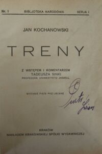 Zdjęcie nr 2 okładki Kochanowski Jan Treny. /Seria I. Nr 1/