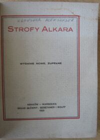 Zdjęcie nr 2 okładki [Kraushar Aleksander] Strofy Alkara.