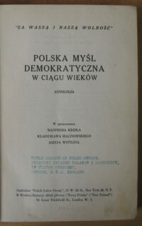 Miniatura okładki Kridl M., Malinowski W., Wittlin J. Polska myśl demokratyczna w ciągu wieków. Antologja.