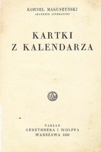 Miniatura okładki Makuszyński Kornel Kartki z kalendarza.