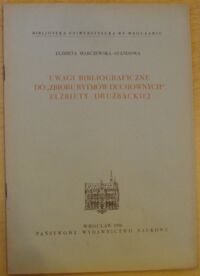 Miniatura okładki Marczewska-Stańdowa Elżbieta Uwagi bibliograficzne do "Zbioru rytmów duchownych" Elżbiety Drużbackiej.