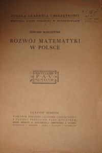 Miniatura okładki Marczewski Edward Rozwój matematyki w Polsce.