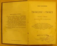 Zdjęcie nr 2 okładki Matuszewski Ignacy Twórczość i twórcy. Studya i szkice estetyczno-literackie.