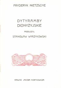 Miniatura okładki Nietzsche Fryderyk Dytyramby dionyzyjskie.