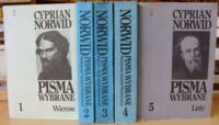 Miniatura okładki Norwid Cyprian /wybrał J.W. Gomulicki/ Pisma wybrane. Tom I-V.T.I. Wiersze.T.II. Poematy.T.III. Dramaty.T.IV. Proza.T.V. Listy.