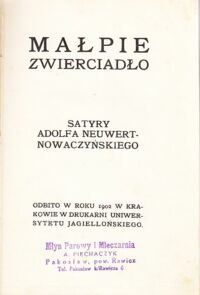 Miniatura okładki Nowaczyński-Neuwert Adolf Małpie zwierciadło. Satyry.