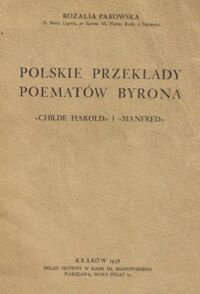 Miniatura okładki Pakowska Rozalia Polskie przekłady poematów Byrona. "Childe Harold" i "Manfred".