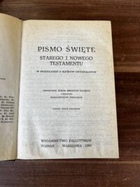 Zdjęcie nr 2 okładki  Pismo Święte Starego i Nowego Testamentu w przekładzie z języków oryginalnych. Opracował zespół biblistów polskich z inicjatywy Benedyktynów Tynieckich.