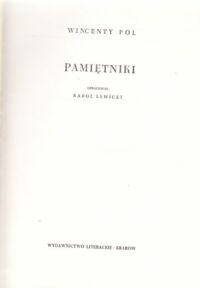 Miniatura okładki Pol Wincenty Pamiętniki.  /Pamiętniki i Wspomnienia. Seria I. Pamiętniki Polskie/