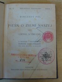 Zdjęcie nr 2 okładki Pol Wincenty, Szekspir William Pieśń o ziemi naszej oraz liryki wybrane. /Seria I. Nr 21/. Sen nocy letniej. Baśń dramatyczna w 5 aktach.