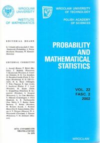 Miniatura okładki  Probability and mathematical statistics. Vol. 22. Fasc. 2. 2002.