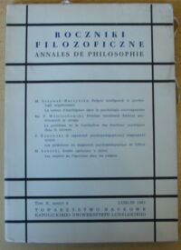 Miniatura okładki  Roczniki filozoficzne. Tom X, zeszyt 4. Psychologia. 