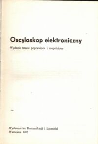 Miniatura okładki Rydzewski Jerzy Oscyloskop elektroniczny.