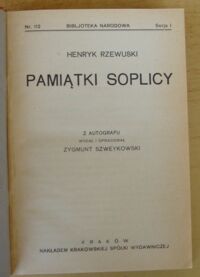 Zdjęcie nr 2 okładki Rzewuski Henryk Pamiątki Soplicy. /Seria I. Nr 112/