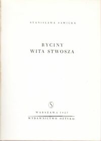 Miniatura okładki Sawicka Stanisława Ryciny Wita Stwosza .