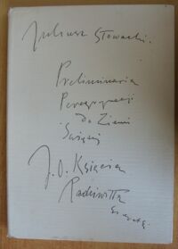 Miniatura okładki Słowacki Juliusz /ilustr. A. Uniechowski/ Preliminaria peregrynacji do Ziemi Świętej J.O. Księcia Radziwiłła Sierotki.  