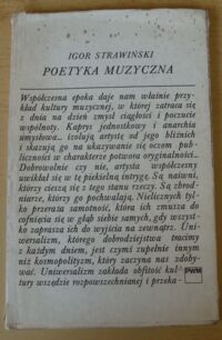 Miniatura okładki Strawiński Igor Poetyka muzyczna.