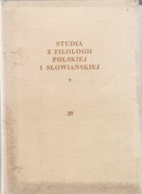 Miniatura okładki  Studia z filologii polskiej i słowiańskiej  20.