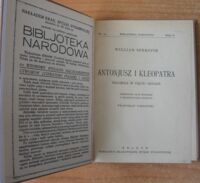 Miniatura okładki Szekspir William Antonjusz i Kleopatra. Tragedia w pięciu aktach. /Seria II. Nr 14/