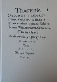 Miniatura okładki Treder Jerzy /przygotował/ Tragedia o bogaczu i Łazarzu.