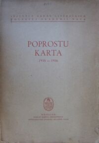 Miniatura okładki Winkiel Barbara /oprac./ Poprostu - Karta. 1935-1936.