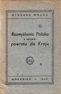 Miniatura okładki Wraga Ryszard Rozmyślania Polaka o sprawie powrotu do kraju.